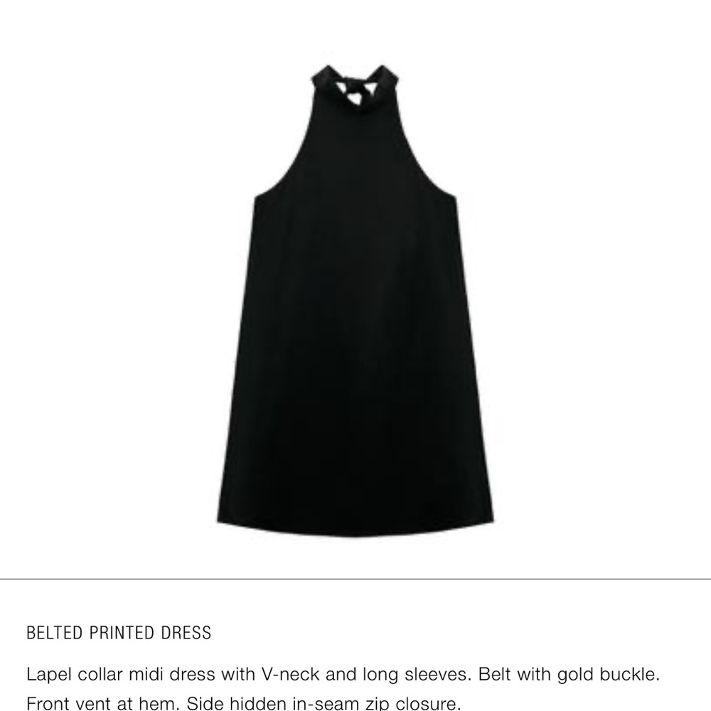 Zara Black Midi Dress with Gold Buckle